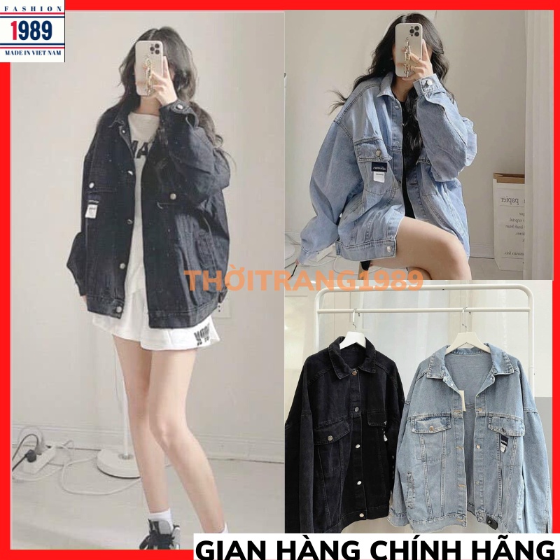 Áo Khoác Jeans Nữ Dài Tay 2 Túi Trước - Áo Sơ Mi Bò Ulzzang Dáng Rộng Ulzzang THỜITRANG1989