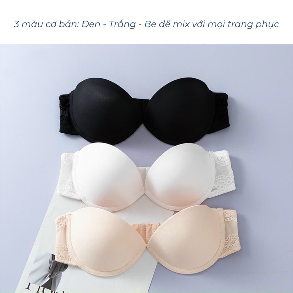 Áo lót nữ Embra trơn phối lưng ren có gọng đệm mỏng hình sao nâng ngực tự nhiên EBALCG30