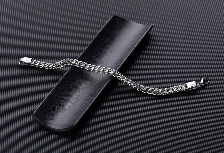 Vòng Tay Thép Không Gỉ Mặt Vuông Phong Cách Cổ Điển Cho Nam