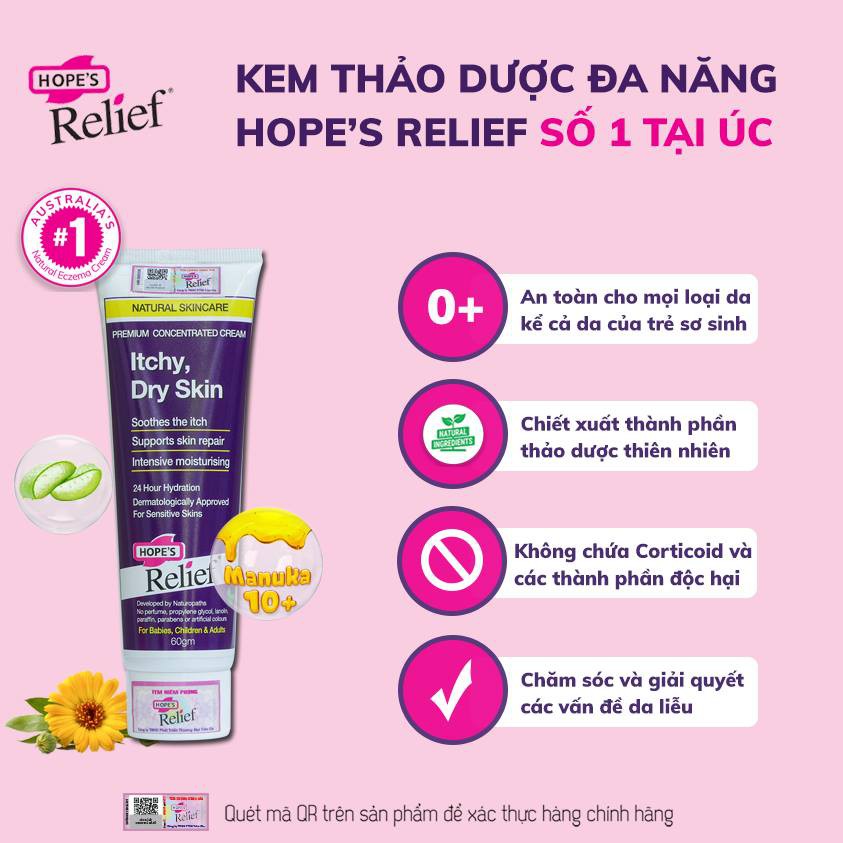 Kem đa năng thảo dược Hope’s Relief hỗ trợ da khô ngứa, eczema, vảy nến