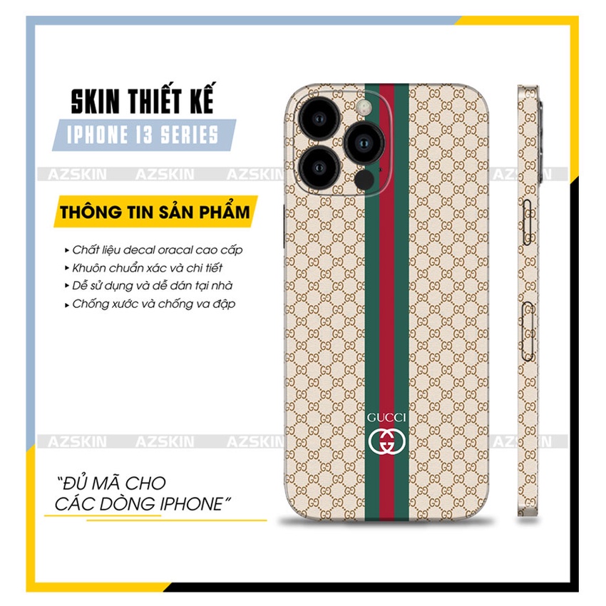 Dán Skin Guccii IPhone 13 Mini/13/13 Pro/13 Pro Max |SK_IPLB89| Chất Liệu Film Orcal Nhập Khẩu Công Nghệ In Sắc Nét