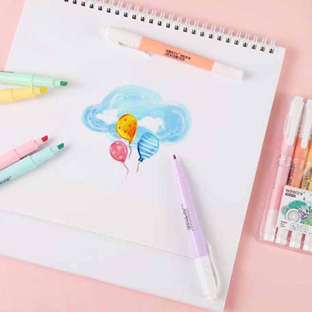 Set 6 Bút Dạ Quang Hai Đầu Màu Sắc Kẹo Ngọt Dành Cho Học Sinh / Văn Phòng