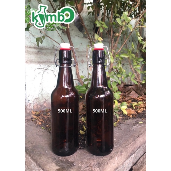 Chai thuỷ tinh 300ml - 500ml nâu nắp gài chuyên đựng bia thủ công