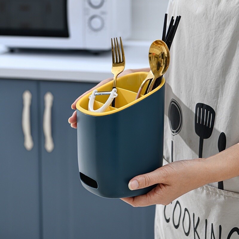 Hộp đựng muỗng đũa 2 lớp ráo nước tiện dụng cho nhà bếp