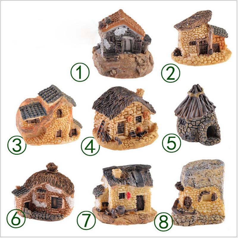 1 chiếc Cottage House hình trang trí tượng động vật vườn cổ tích mini