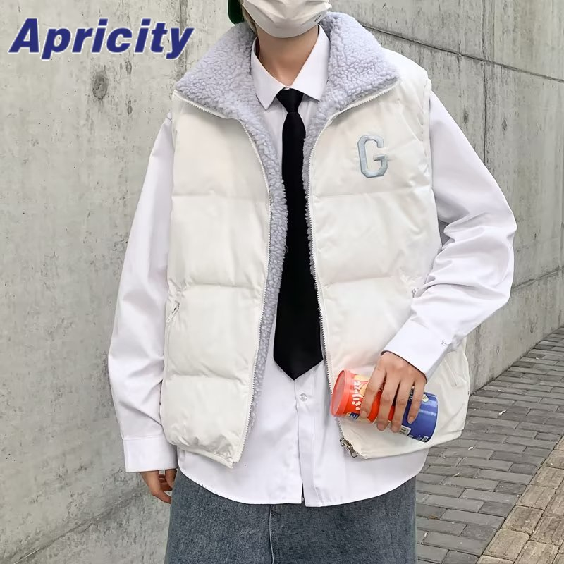 Aprilicity Áo Khoác Đệm cotton Len Lông Cừu Dày Dặn Hai Mặt Có Khóa Kéo Phong Cách Hàn Quốc Mới Cho Nam Và Nữ