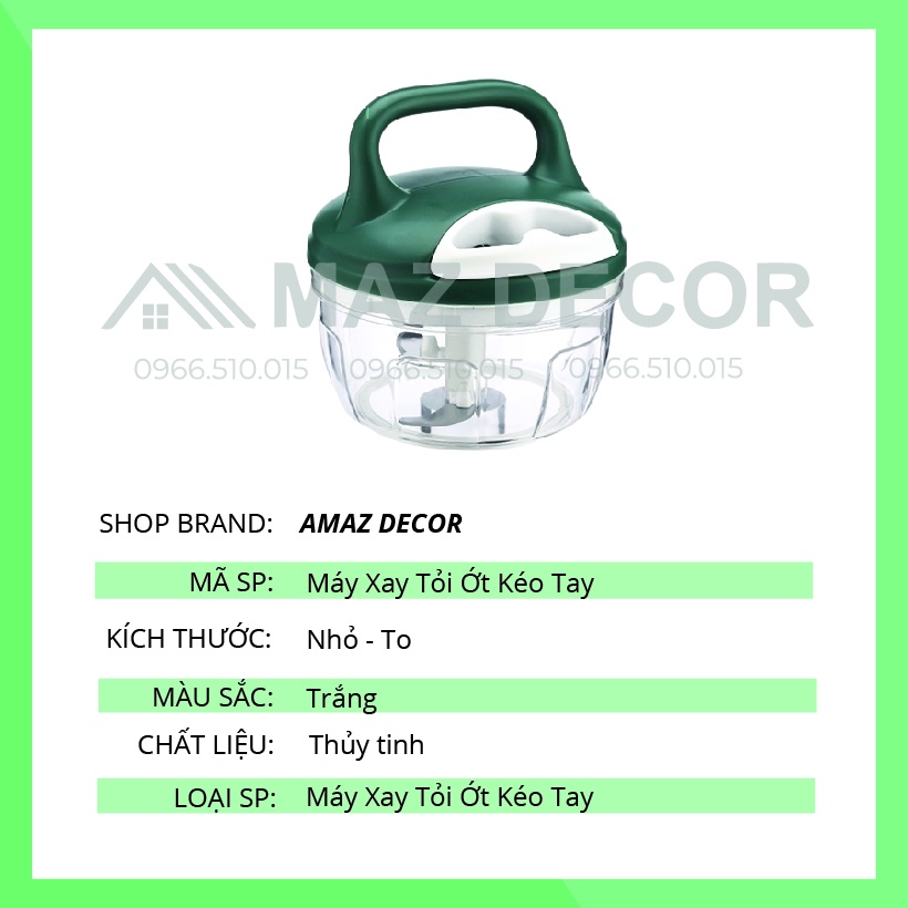 Dụng cụ xay tỏi ớt mini bằng tay Mini Food Chopper kéo dây, máy xay thịt thực phẩm loại đẹp dày dặn giá rẻ