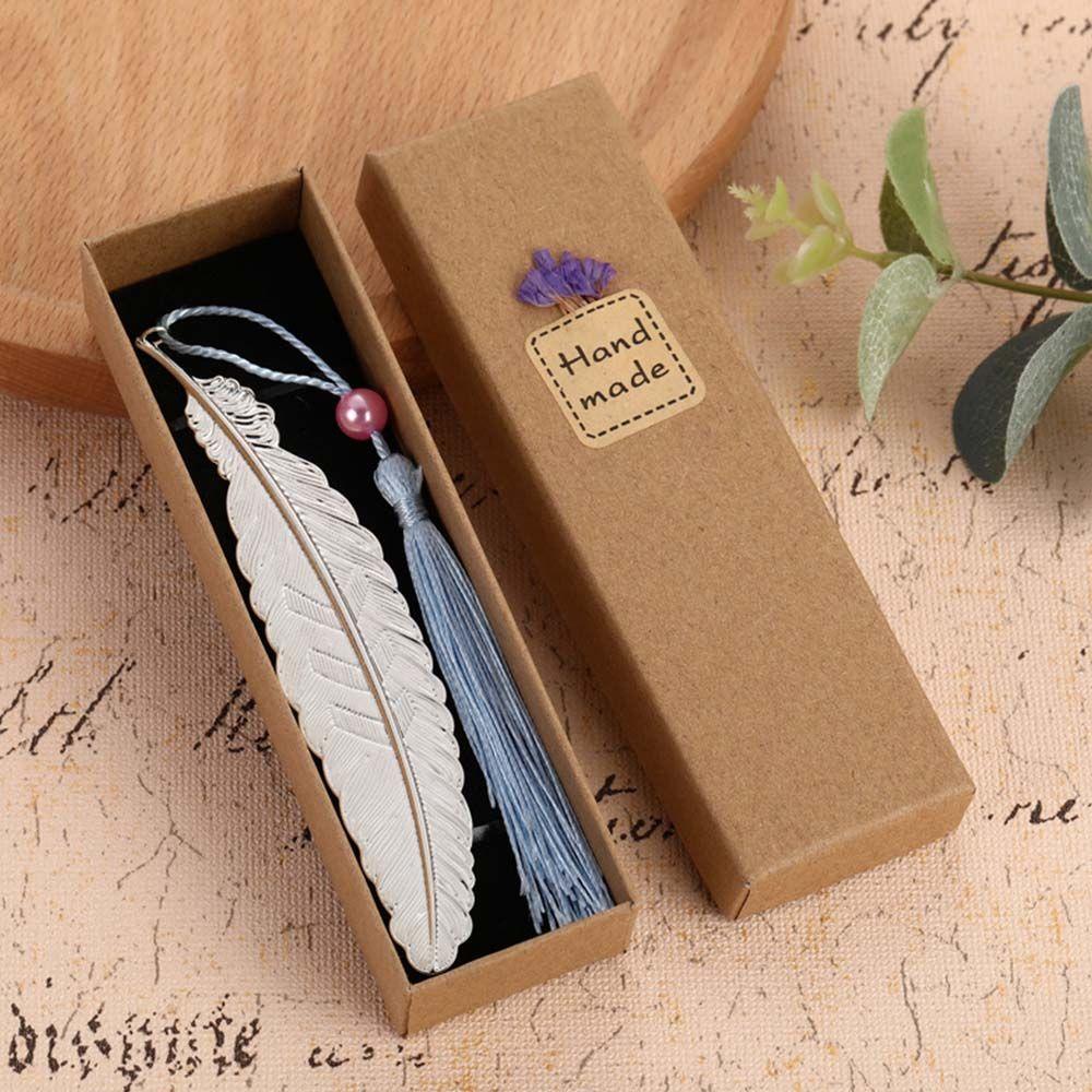 Kẹp Đánh Dấu Trang Sách Hình Lông Vũ Bằng Kim Loại Kiểu Vintage Sáng Tạo