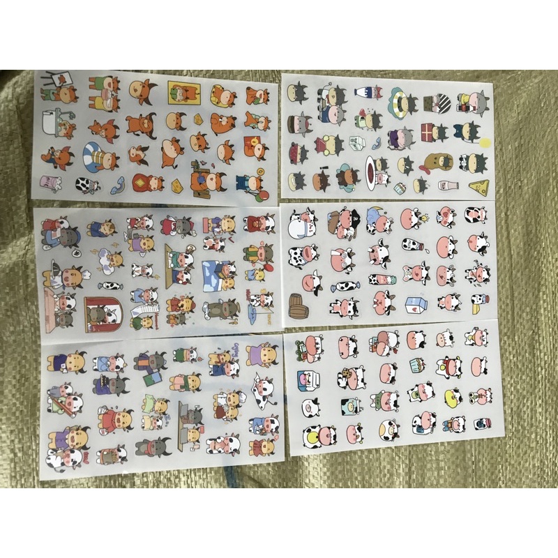 sticker 6 tấm bò sữa