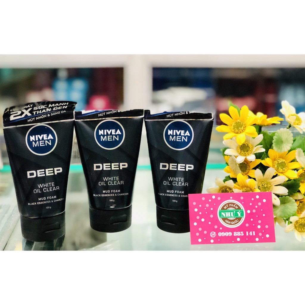 Sữa rửa mặt NIVEA MEN Deep than đen hoạt tính hút nhờn sáng da (100g)