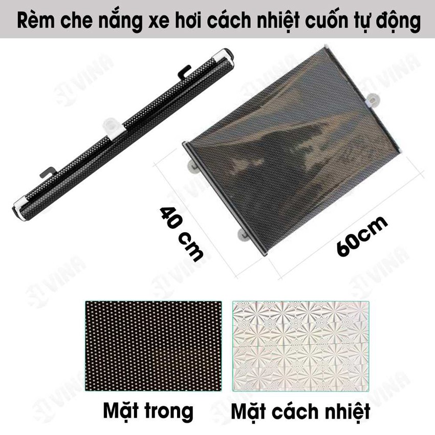 Rèm Che Nắng Ô Tô Tự Cuốn-Chất Liệu Hợp Kinh Nhôm Cao Cấp, Chống Nắng-Tia UV, Kích Thước Lớn Phù Hợp Với Mọi Loại Xe