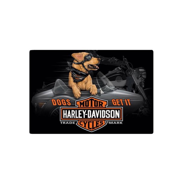 Harley-Davidson Dogs Get It Embossed Tin Sign 8x12 Inch Harley Davidson