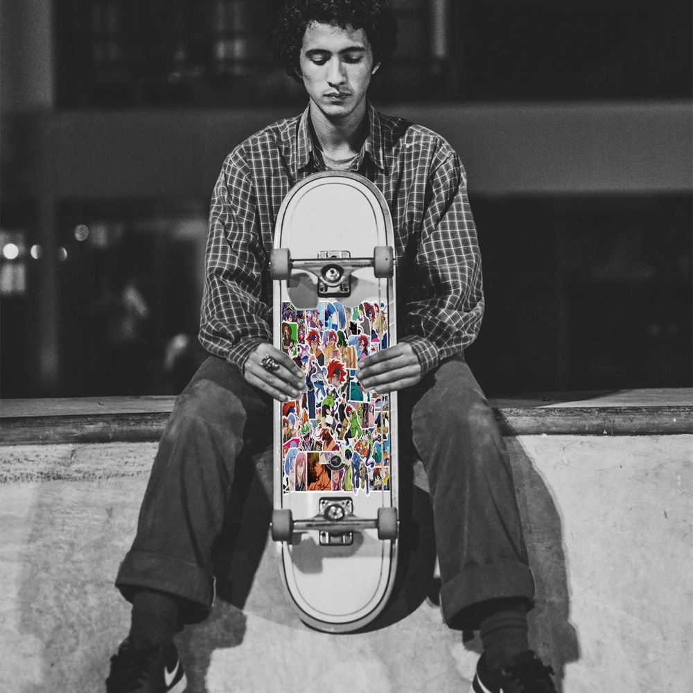 YIYU Set 50 miếng dán graffiti hoạt hình SK8 PVC chống thấm nước