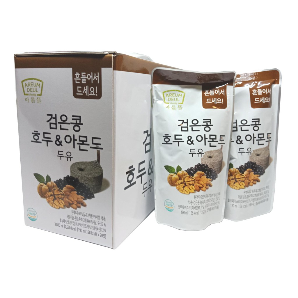 Sữa óc chó hạnh nhân đậu đen Hàn Quốc- 1 thùng 20 gói (195ml)