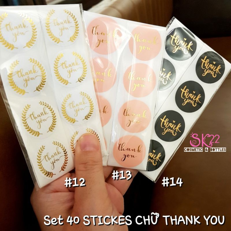❤Set 24/32/40 Sticker dán chữ THANK YOU &amp; Trơn❤