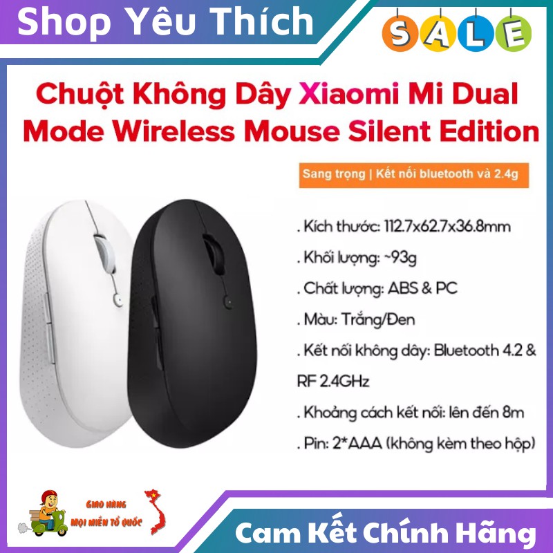 Chuột Máy Tính ⭐FREE SHIP⭐ Chuột Máy Tính Không Dây Xiaomi Dual Mode Wireless Mouse Silent Edition - Bluetooth 4.2