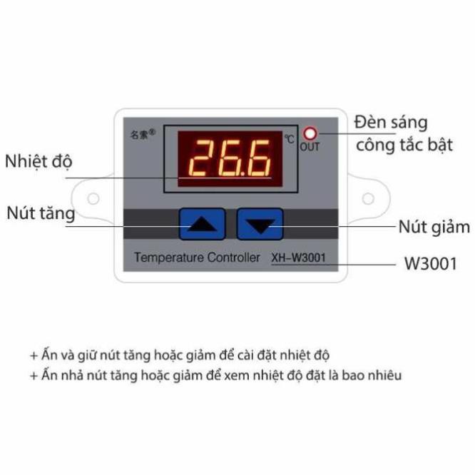 Bộ Điều Khiển Nhiệt Độ Tự Động XH-W3001 10A 220V, Máy Ấp Trứng 220V