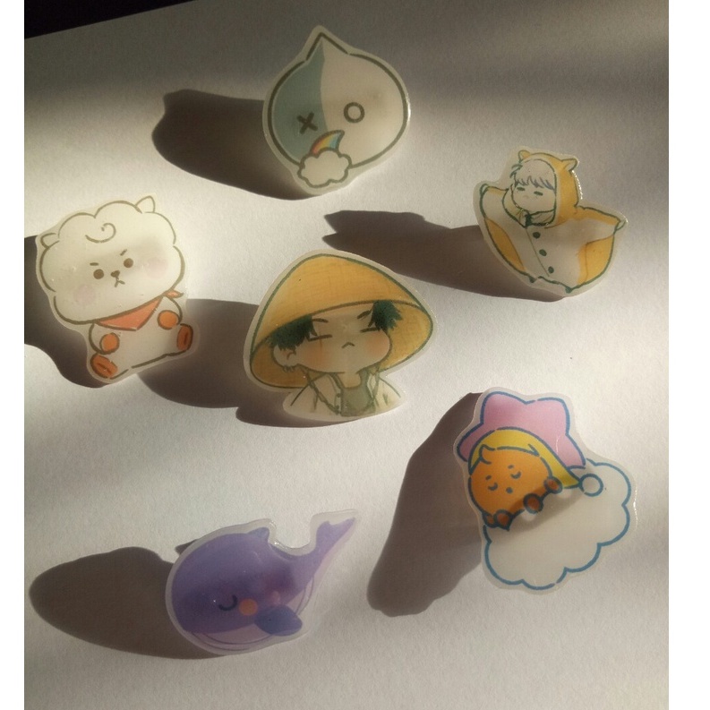 Combo bộ Ghim cài áo BTS, SUGA, RJ, Shooky