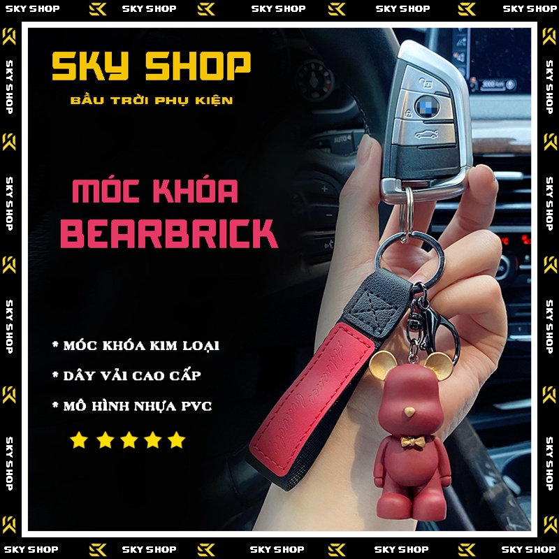 Móc khóa cute mô hình bearbrick Sky Shop MK016 cao cấp treo chìa khóa, balo, túi xách