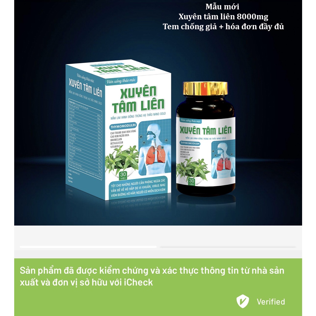 Xuyên tâm liên 30 viên hỗ trợ phòng ngừa hệ hô hấp