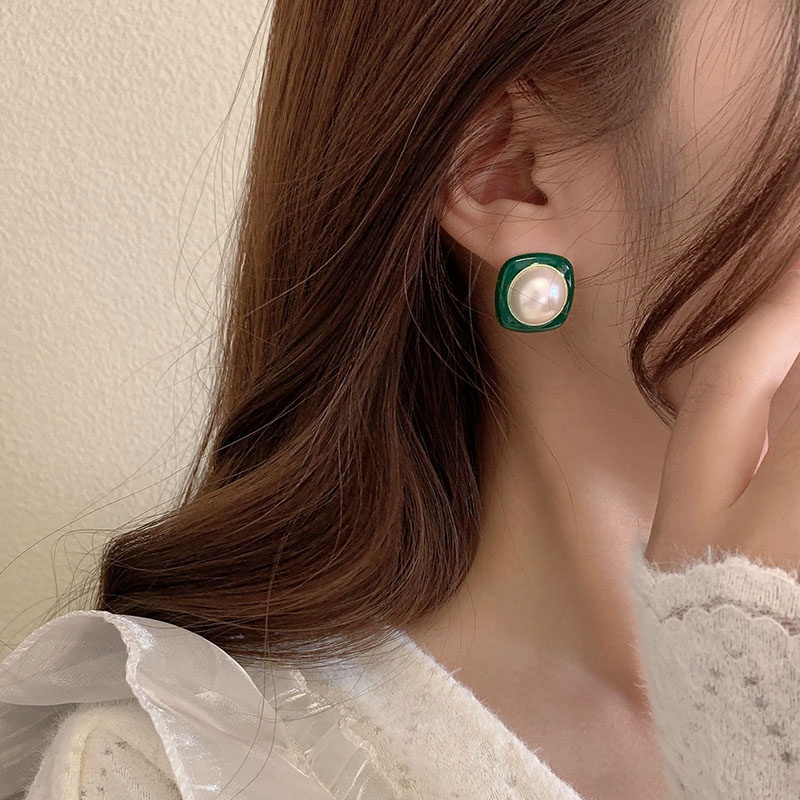 Khuyên Tai Kim Loại Mạ Vàng Bạc 925 Phong Cách Hàn Quốc Sang Trọng Cổ Điển Dành Cho Nữ
