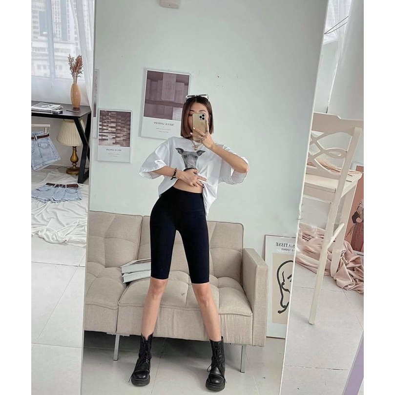 Quần Legging Ngố Cạp Cao Gen Bụng, Quần Đùi Tập Gym Yoga L304