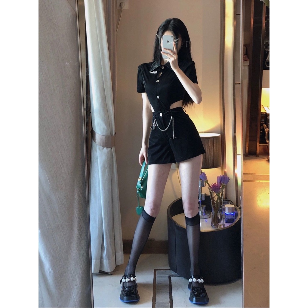 Bộ Trang Phục Hai Mảnh Gồm Áo Dáng Ngắn Và Quần Short Lưng Cao Phong Cách Thời Trang Mùa Hè Hàng Mới 2022 Dành Cho Bạn Nữ