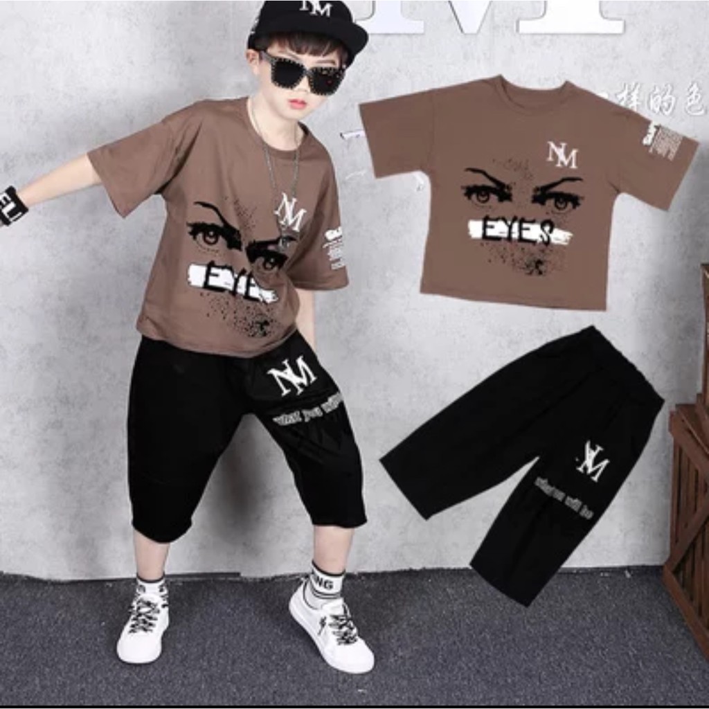 Bộ hè hip hop bé trai- bộ hè đôi mắt quần lửng cực đẹp mã 66 Chất Lượng Tốt