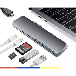 Cáp chuyển Type C  sang Hdmi Usb C Usb3.0 Sd / Microsd 7 Trong 1 Cho Macbook Pro 4k
