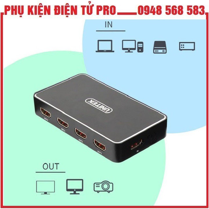 Bộ Chia Hdmi 1 Ra 4 Unitek V1109A Độ Phân Giải 3840X2160