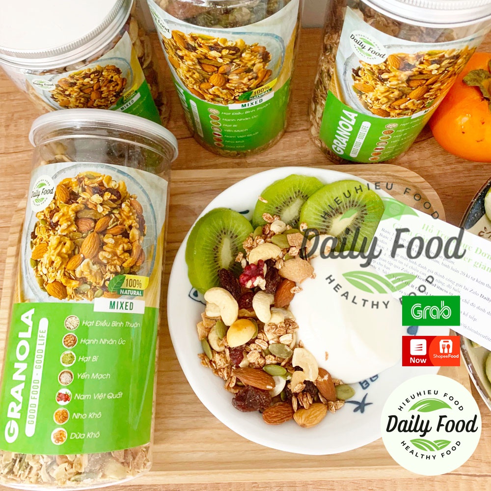 [Mã GROADO1 giảm 10K đơn 50K] Hũ 500g granola ăn kiêng siêu hạt ⚡️ Ngũ cốc giảm cân Mix 7 loại hạt DailyFood chính hãng