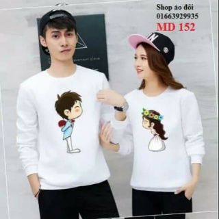 Áo đôi thu đông cưới chibi, áo nỉ đôi chụp ảnh cưới