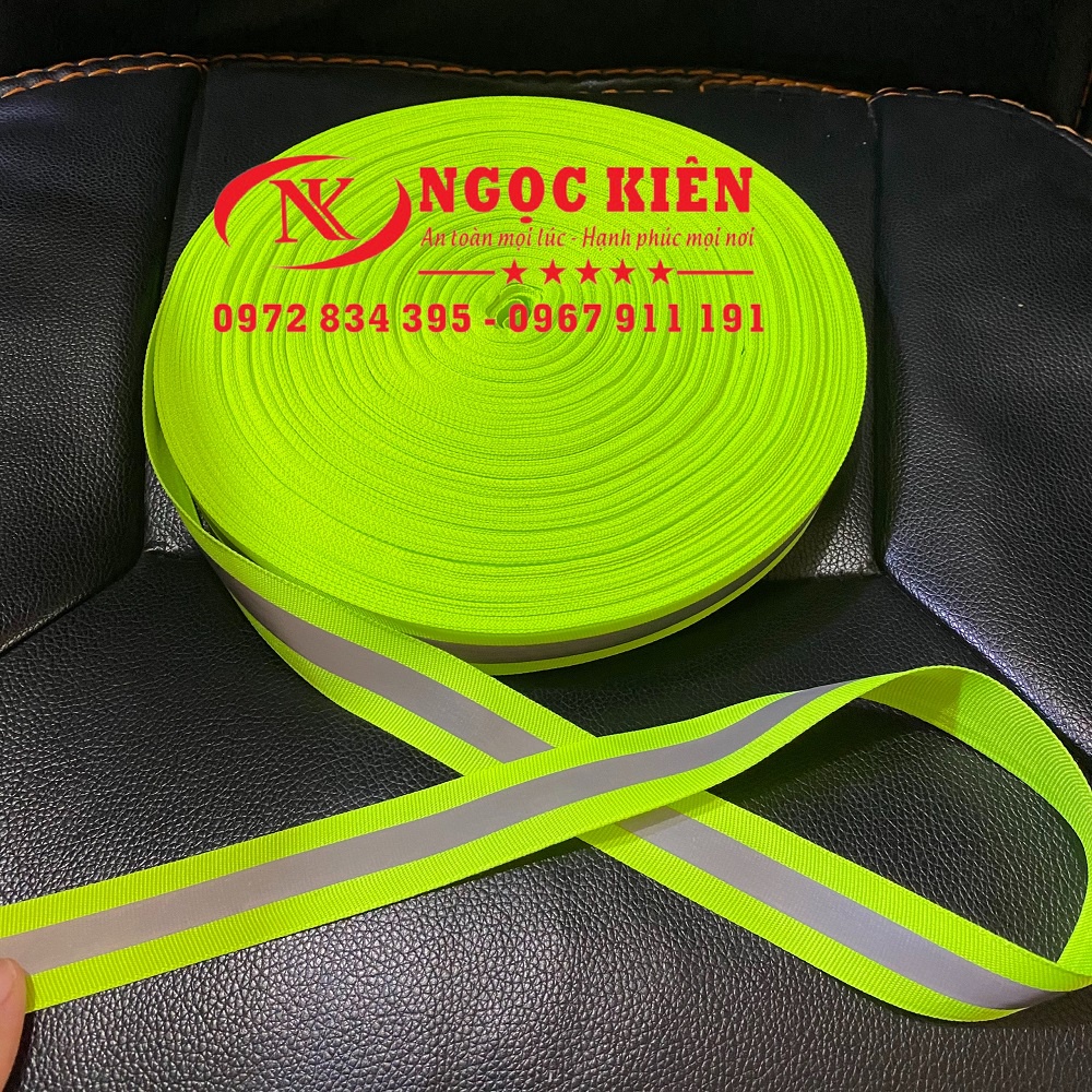 Cuộn dây phản quang  vải sọc xám bản 2,5cm x 100m
