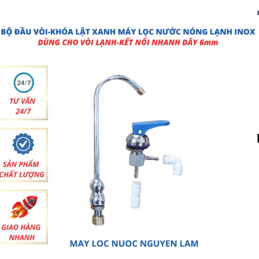 Bộ Vòi Và Khóa Vòi Nước Nóng Lạnh-Kết Nối Dây 6mm