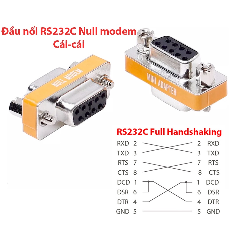 Tổng hợp Jack COM DB9 RS232C null modem nối chéo 2-3 đực sang cái, cái sang cái, đực sang đực