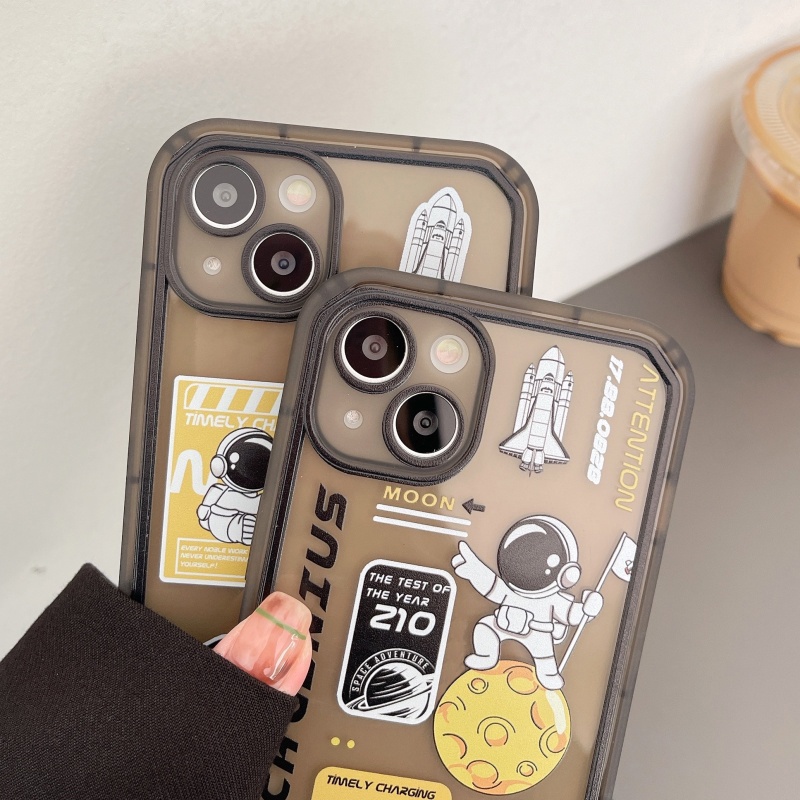 Ốp Điện Thoại Mềm Chống Sốc In Hình Phi Hành Gia Hoạt Hình Có Giá Đỡ Cho iPhone 14 13 12 11 Pro Max XS XR X 8 7 Plus