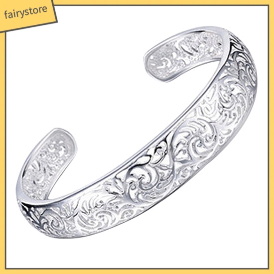 Vòng tay bạc 925 dạng mở họa tiết khoét rỗng đơn giản cao cấp dành cho nữ