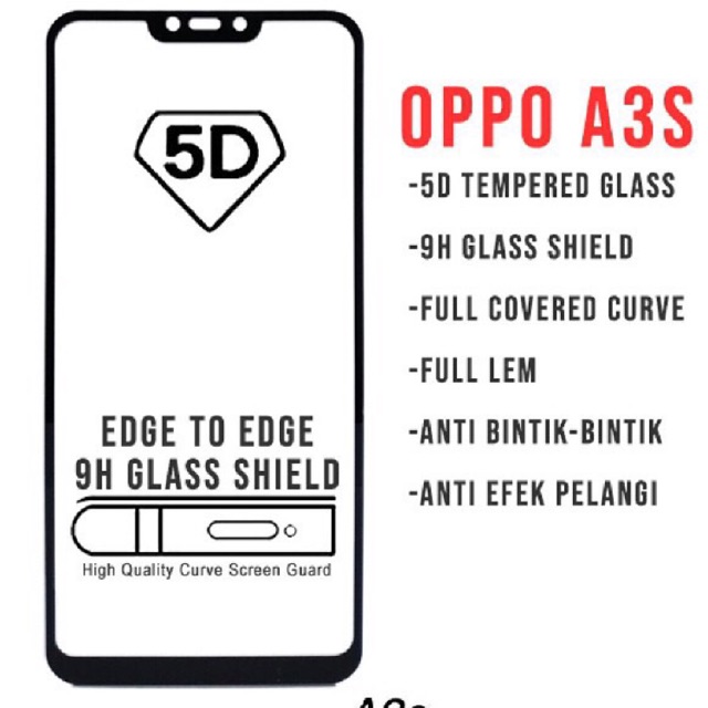 [Giá Sỉ] Bộ 2 kính cường lực Loại Xịn, Full màn 5D,9D oppo A3S