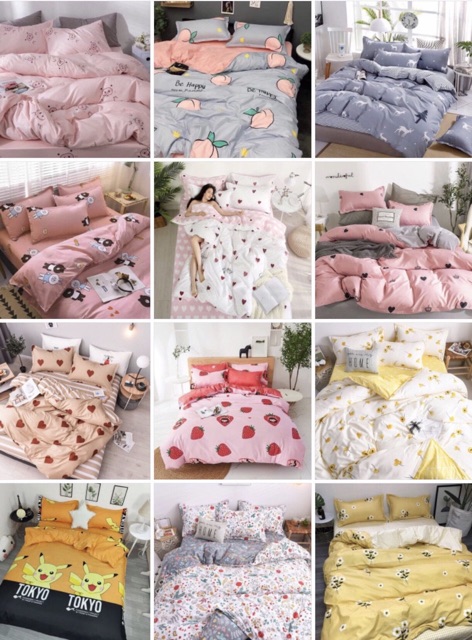 Bộ chăn ga gối [ drap ra] cotton poly nhập khẩu nhiều mầu , đủ siz 1m6 , 1m8 , 2m2