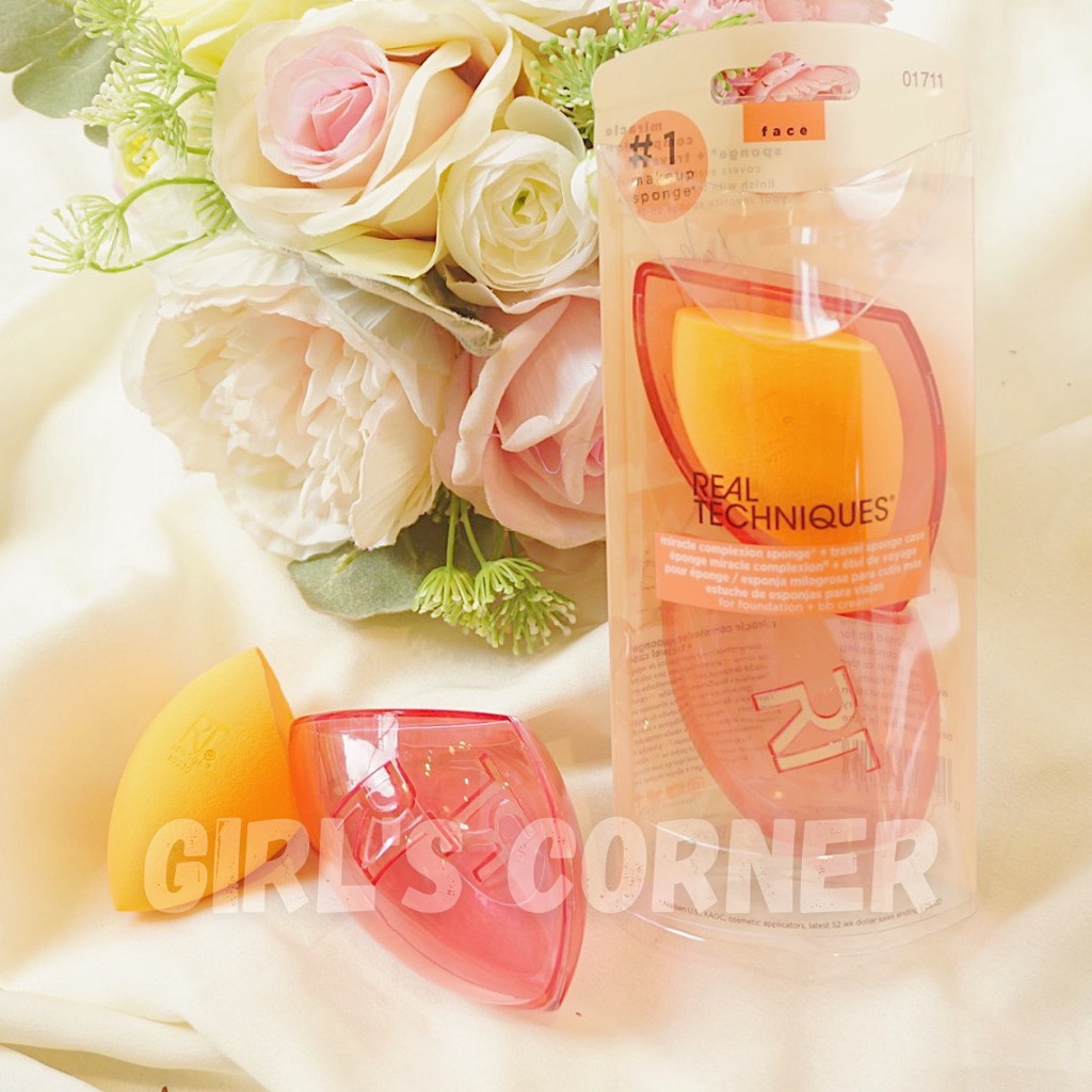 Mút tán Real Techniques MIRACLE COMPLEXION SPONGE + TRAVEL SPONGE CASE