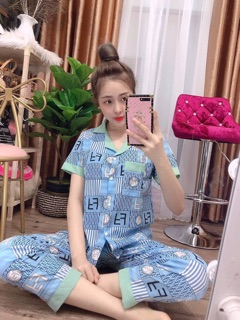 Pizama viền Quần Dài Tay Ngắn - Chất voan Lụa - Lụa xịn