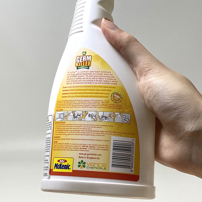 Chai Nước xịt bề mặt diệt khuẩn Germ Killer Suface 500ml Nhập khẩu Singapore