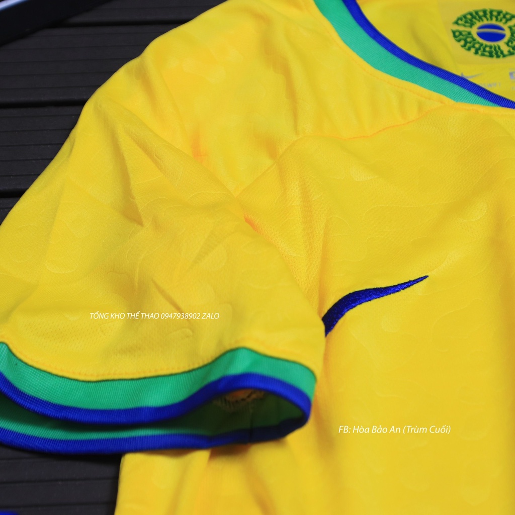 Bộ Quần Áo Bóng Đá Đội Tuyển Brazil Sân Nhà Màu Vàng Quần Xanh WC 2023 - Áo Đá Banh Brazil 2023 Chuẩn thái cao cấp