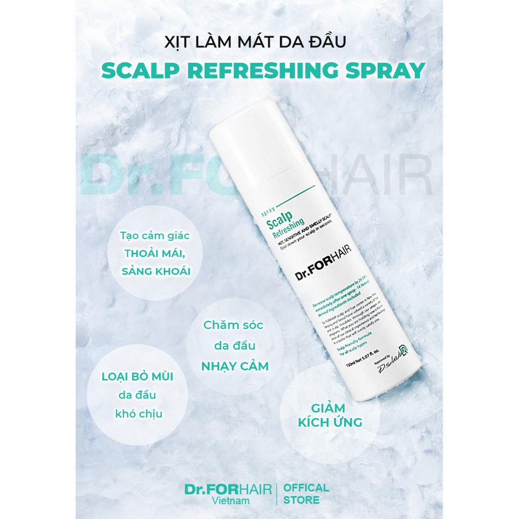 Bộ gội xả dưỡng làm sạch sâu, GIẢM NGỨA, mát lạnh tức thì của Dr.FORHAIR Folligen Plus x Scalp Pack x Spray