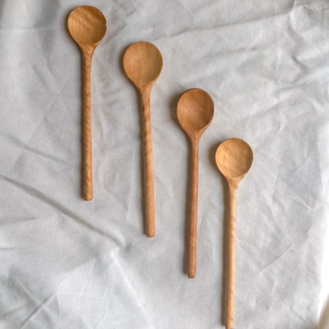 Thìa gỗ cafe, muỗng gỗ nhãn tròn 15x3cm, thìa gỗ pha chế