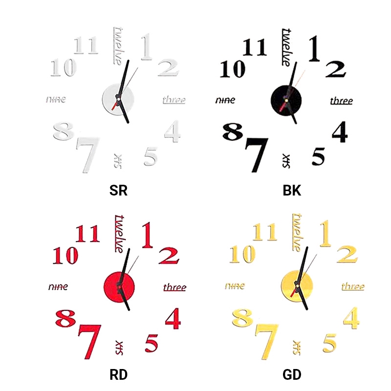 Đồng hồ treo tường tráng gương cỡ lớn trang trí phòng khách thiết kế thủ công DIY