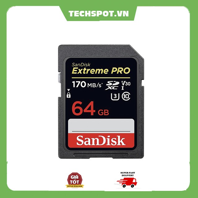 (BH 5 năm ) Thẻ nhớ SDXC SanDisk Extreme Pro 64GB UHS-I U3 4K V30 170MB/s (Đen) | BigBuy360 - bigbuy360.vn