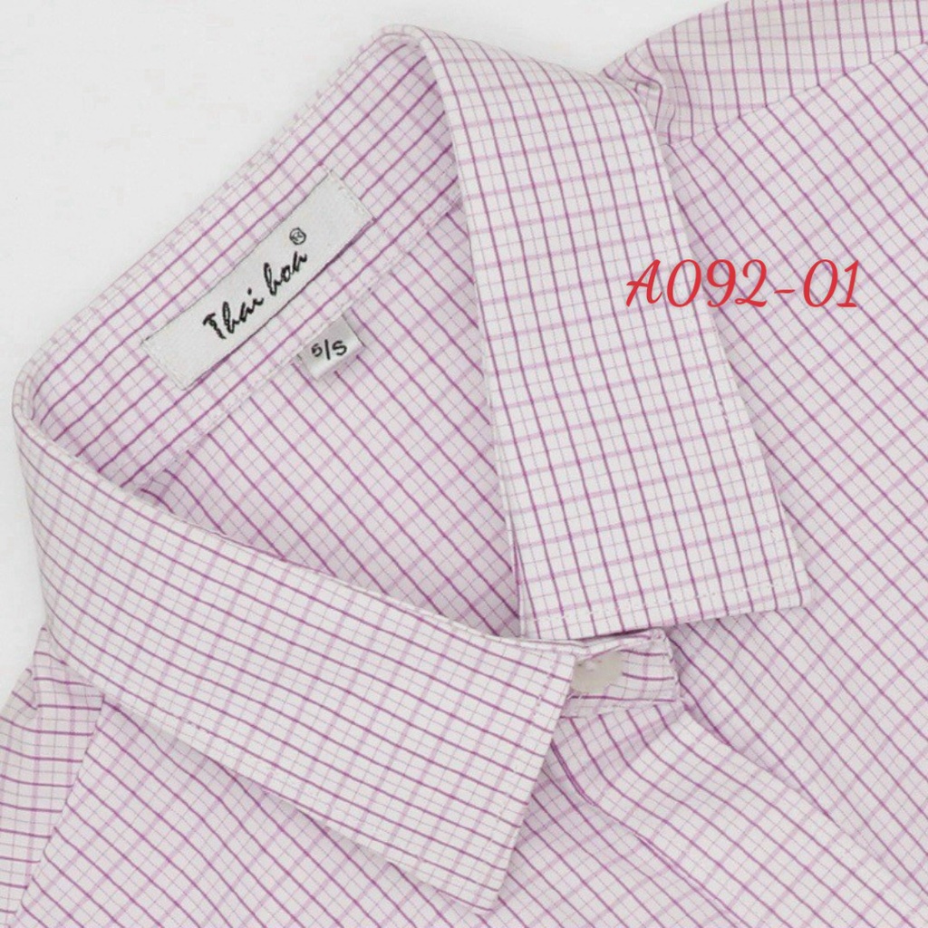 Áo Thái Hoà tay ngắn vải thoáng mát họa tiết caro trẻ trung A092