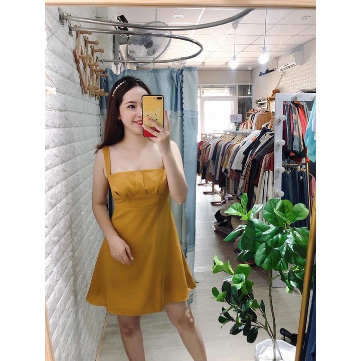 Váy Đầm Cup Ngực Hai Dây Màu Vàng EVA | BigBuy360 - bigbuy360.vn