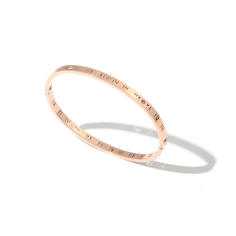 Vòng tay MAYEBE LAVEND từ titan màu vàng hồng khảm đá nhân tạo thời trang dành cho nữ